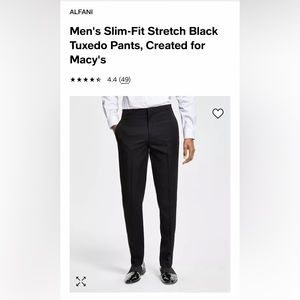 Men's Slim-Fit Stretch Black Tuxedo Pants, Created for Macy's